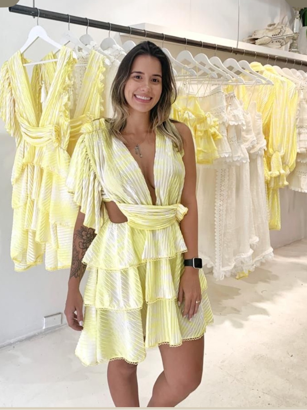 IXIAH Wildling Wrap Mini Dress Yellow Size US 4